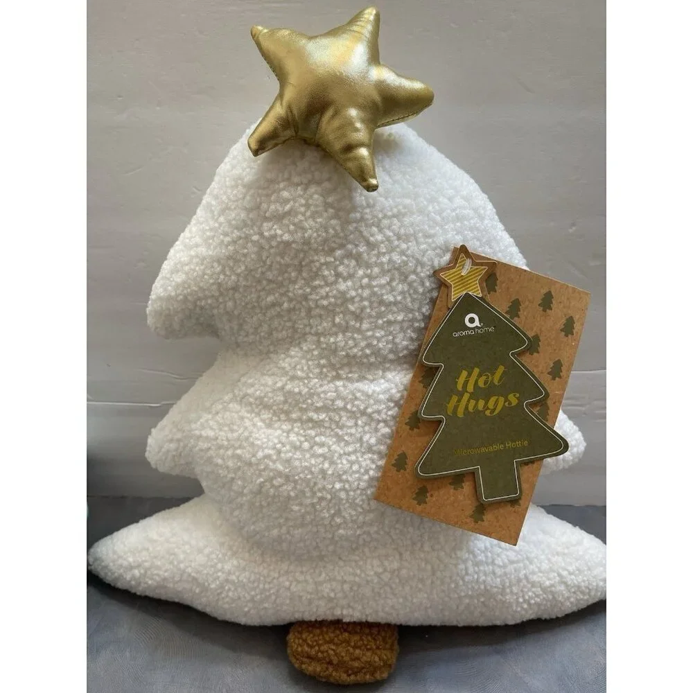 Hot Hugs Sherpa Shaped Christmas Tree Ivory Decorative Heat PadMicrowaveable NWT